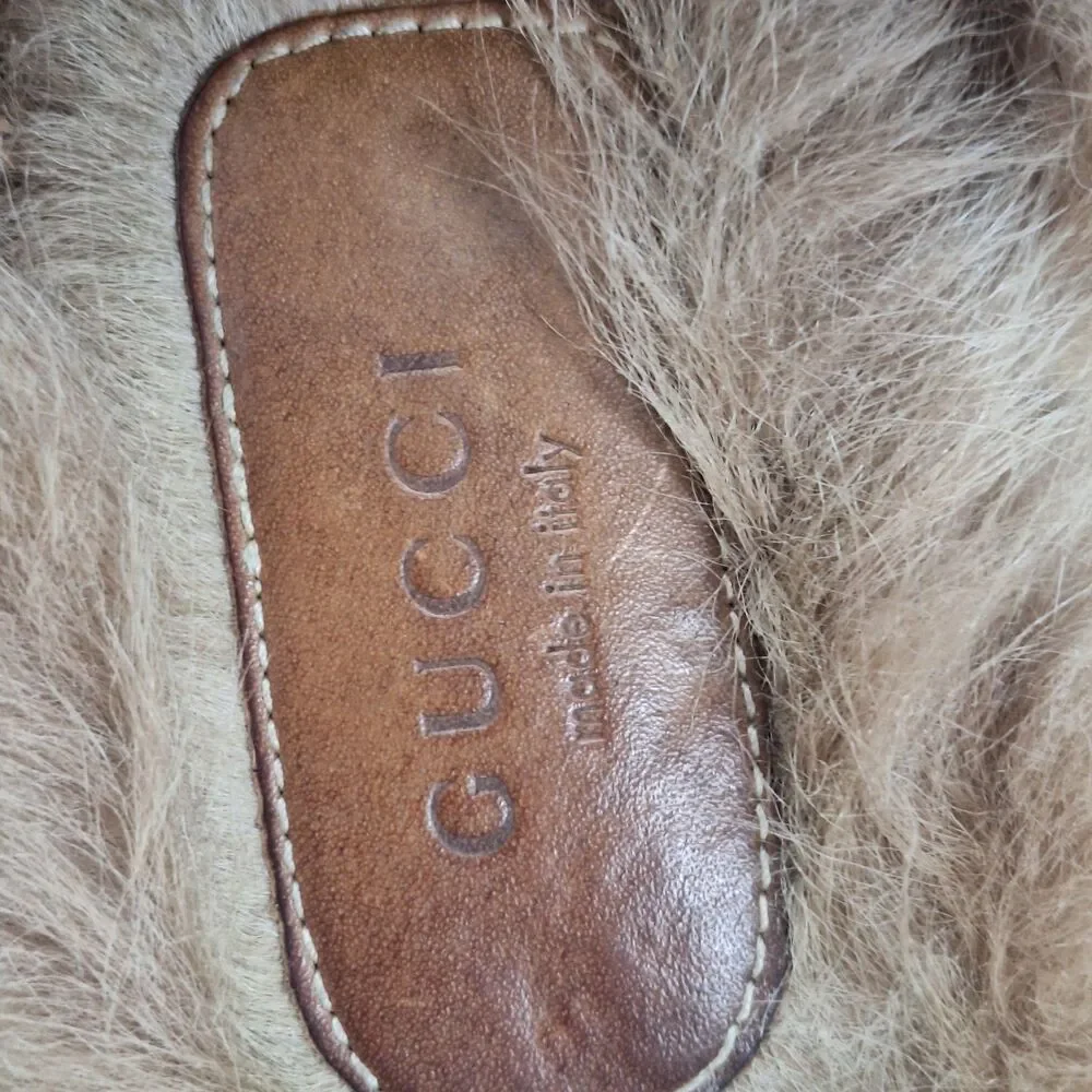 Gucci SINGLE LEFT SHOE ONLY Princetown Mule Women 6  Black Fur Horsebit Tiger